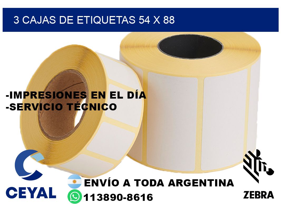3 cajas de etiquetas 54 x 88