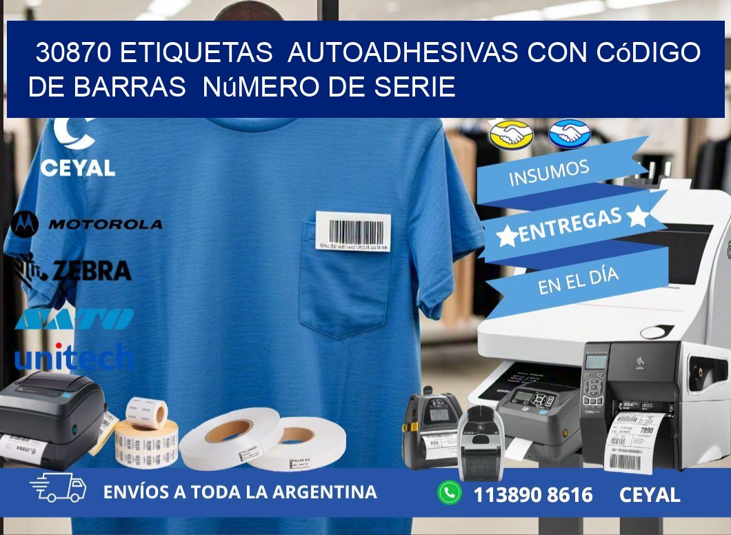 30870 etiquetas  autoadhesivas con código de barras  número de serie