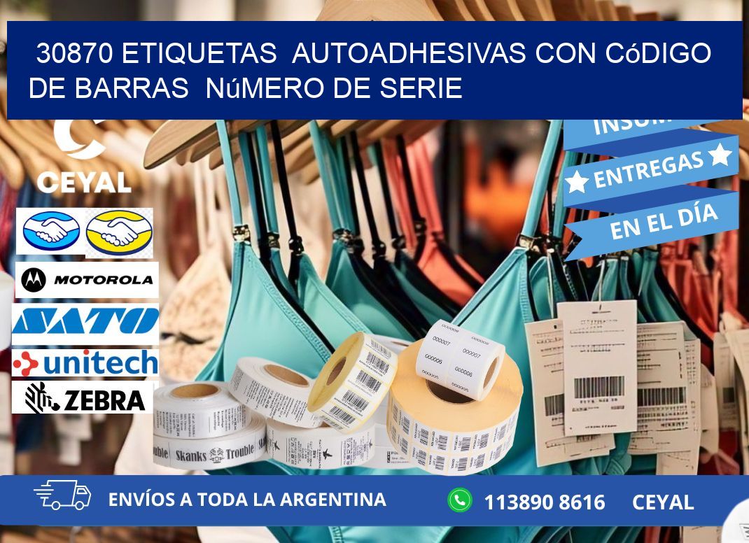 30870 etiquetas  autoadhesivas con código de barras  número de serie