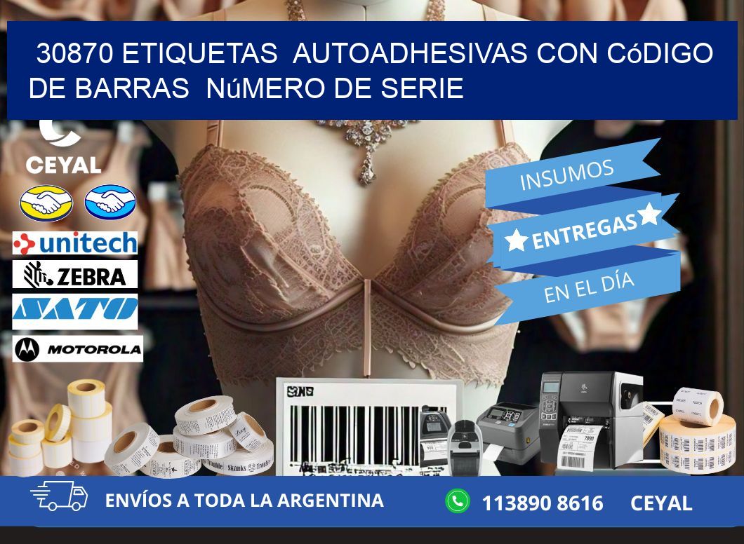 30870 etiquetas  autoadhesivas con código de barras  número de serie