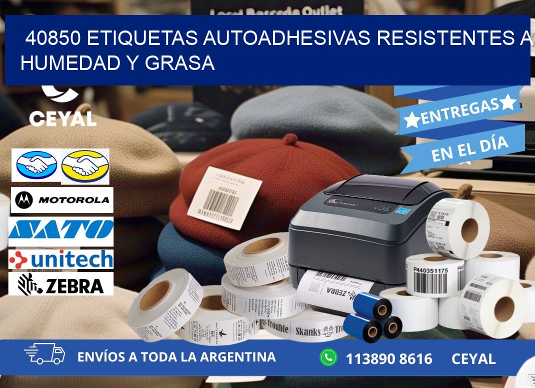 40850 etiquetas autoadhesivas resistentes a humedad y grasa
