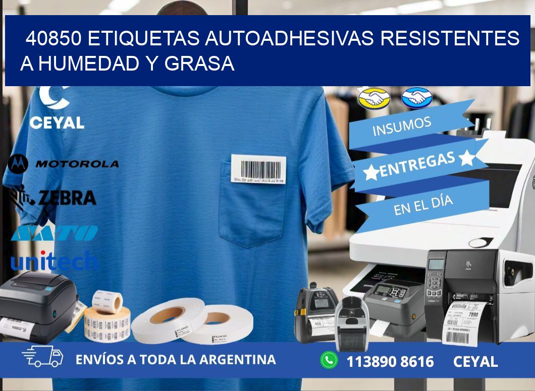 40850 etiquetas autoadhesivas resistentes a humedad y grasa