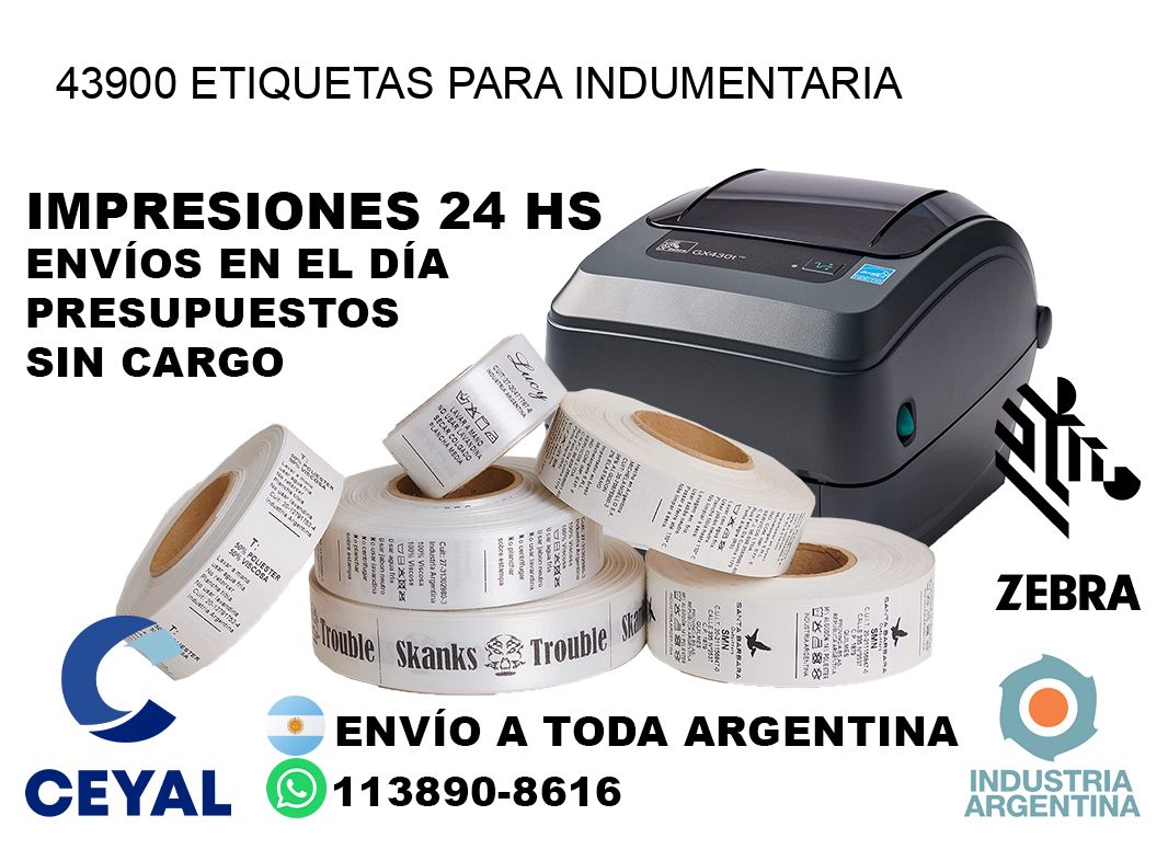 43900 Etiquetas para indumentaria
