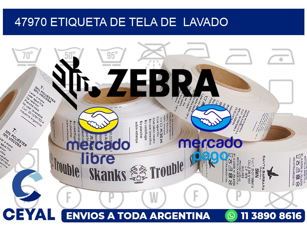 47970 etiqueta de tela de  lavado