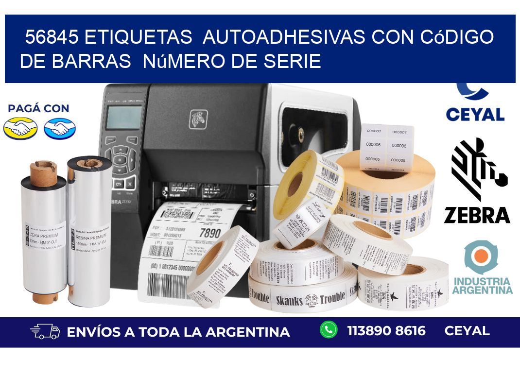 56845 etiquetas  autoadhesivas con código de barras  número de serie
