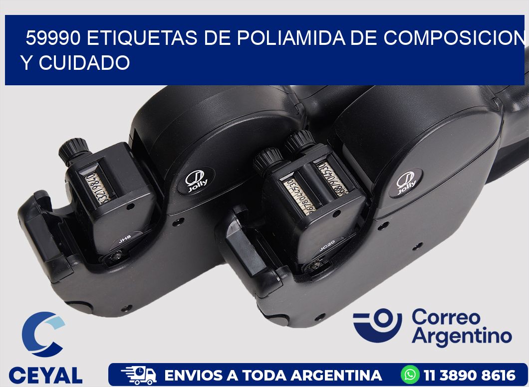 59990 etiquetas de poliamida de composicion y cuidado