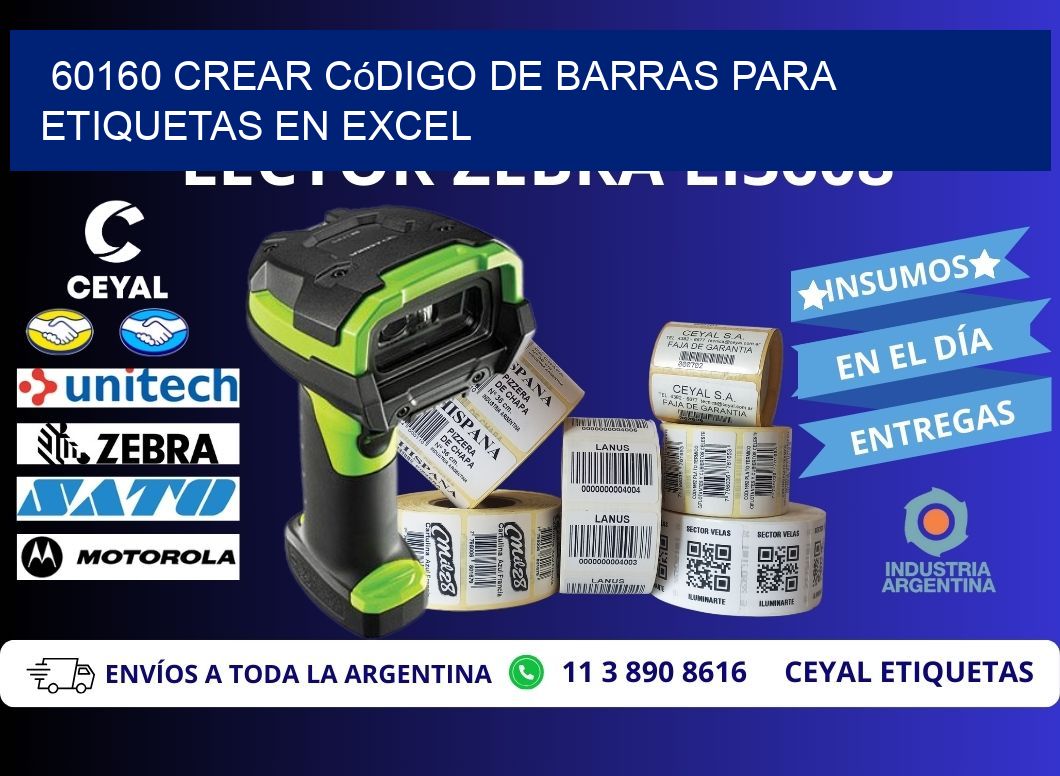 60160 Crear código de barras para etiquetas en Excel