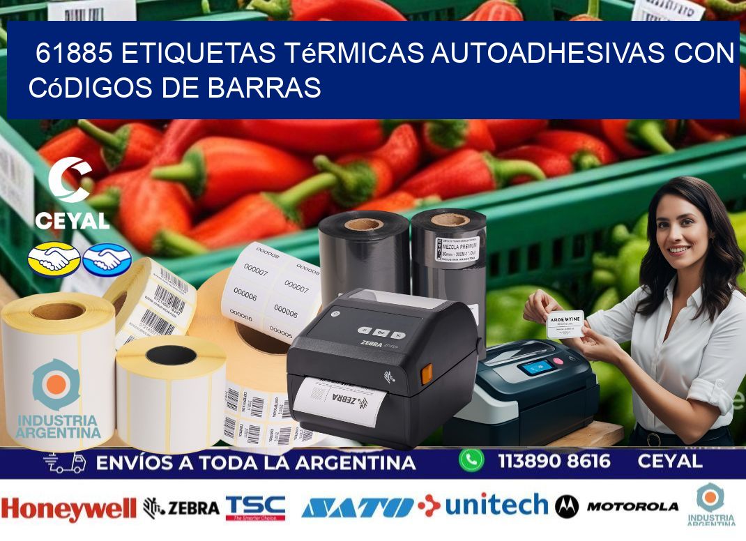 61885 Etiquetas térmicas autoadhesivas con códigos de barras