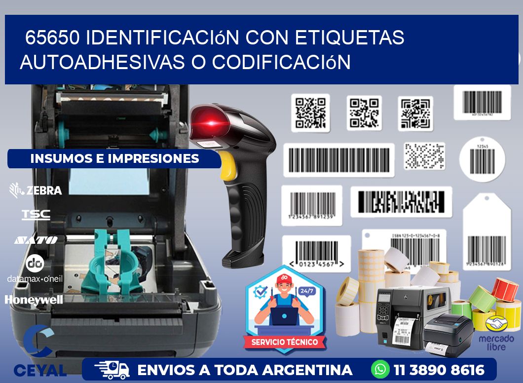 65650 identificación con etiquetas autoadhesivas o codificación