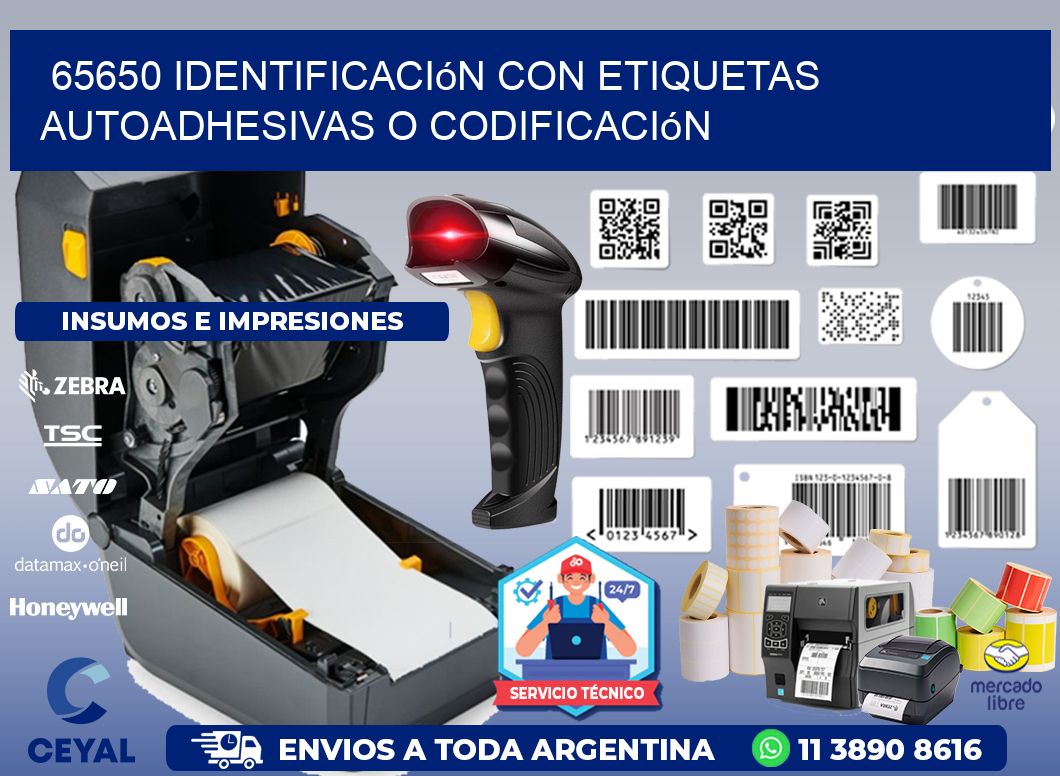 65650 identificación con etiquetas autoadhesivas o codificación