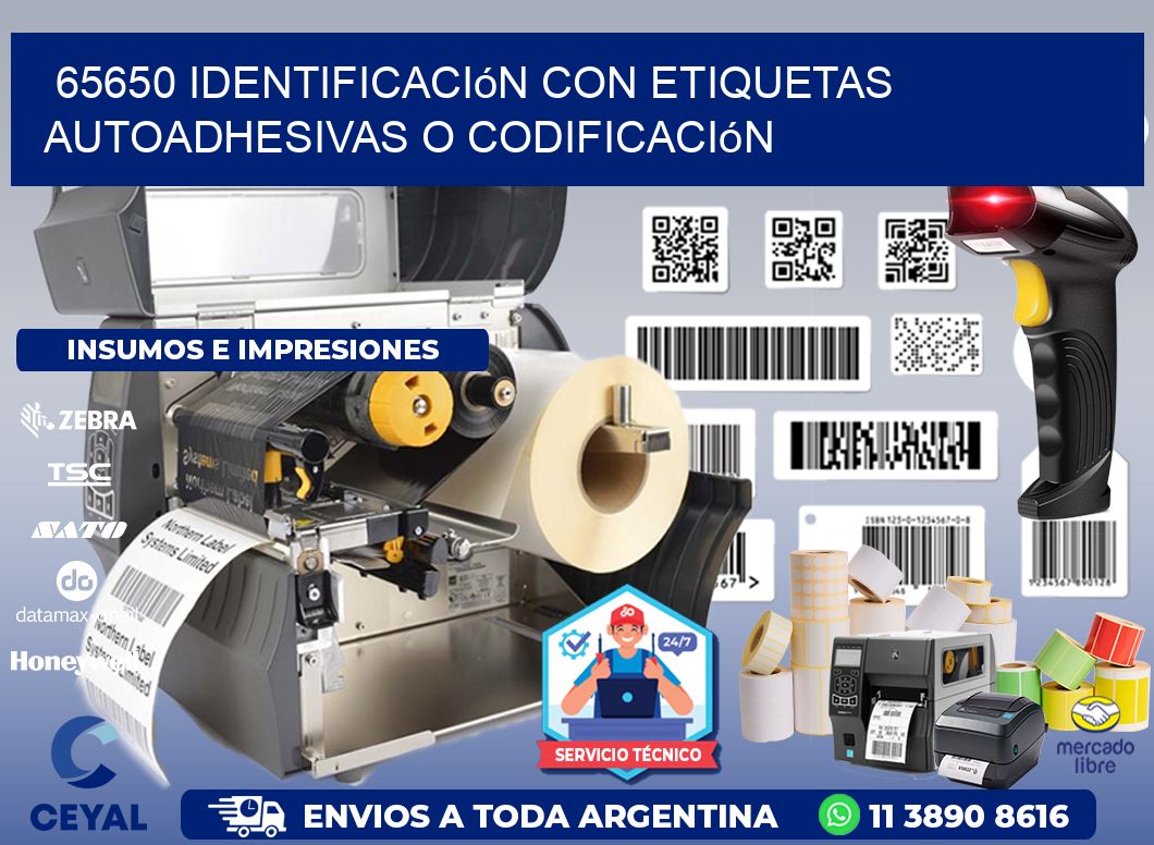 65650 identificación con etiquetas autoadhesivas o codificación