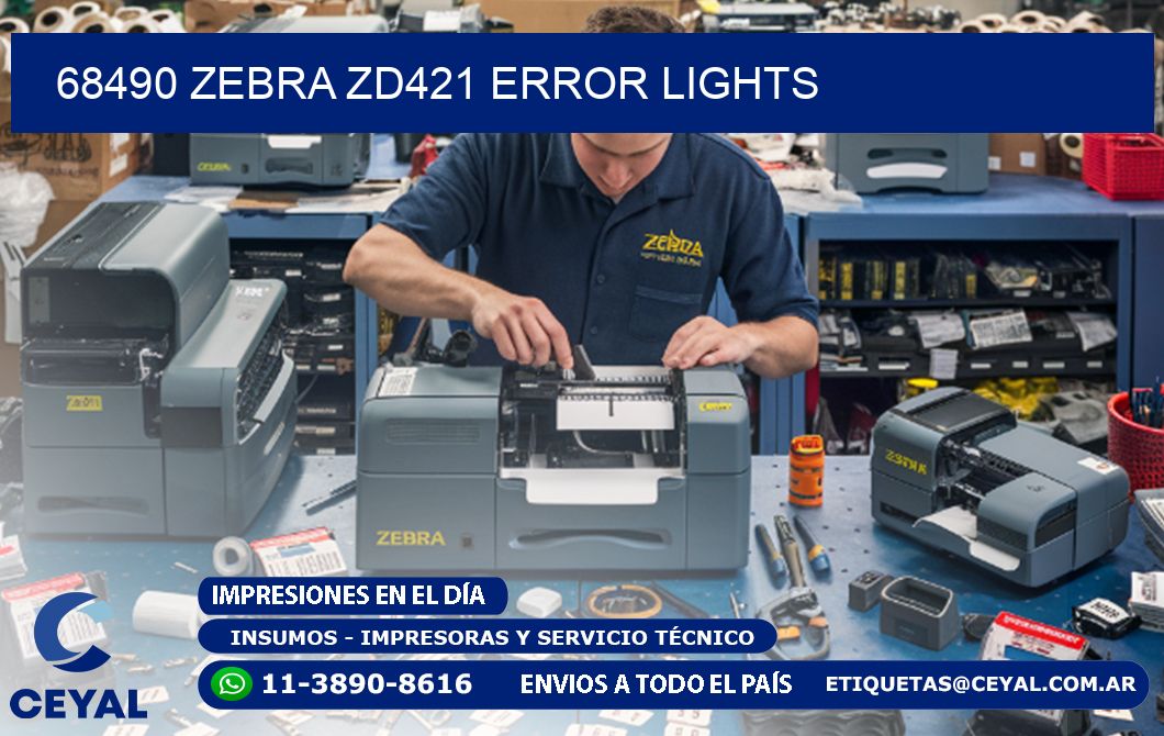 68490 Zebra ZD421 error lights