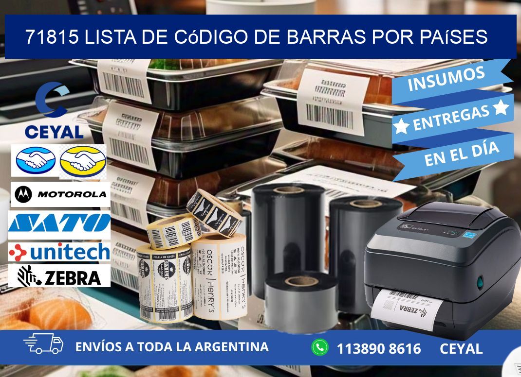 71815 Lista de código de barras por países