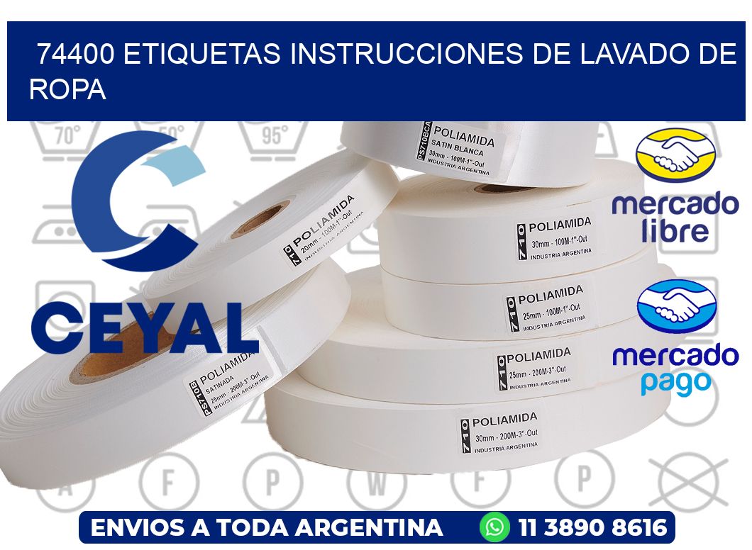 74400 etiquetas instrucciones de lavado de ropa