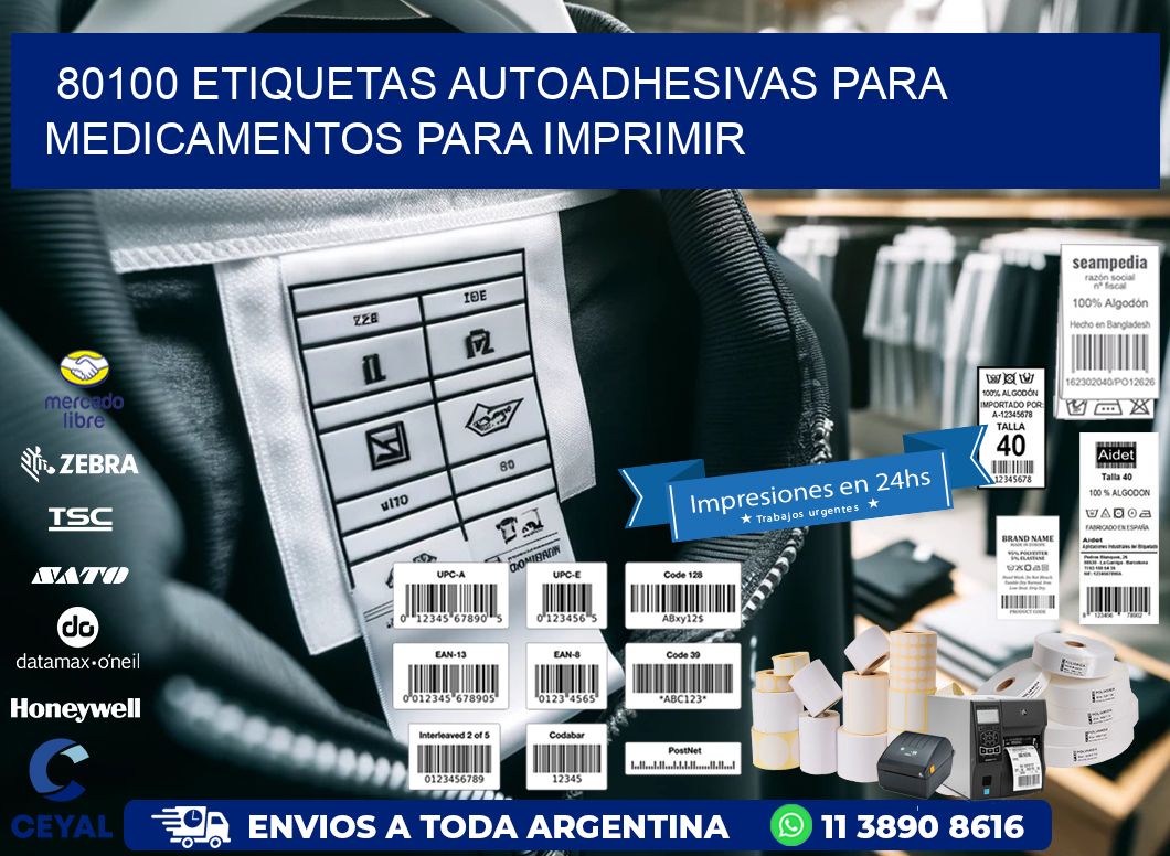 80100 Etiquetas autoadhesivas para medicamentos para imprimir
