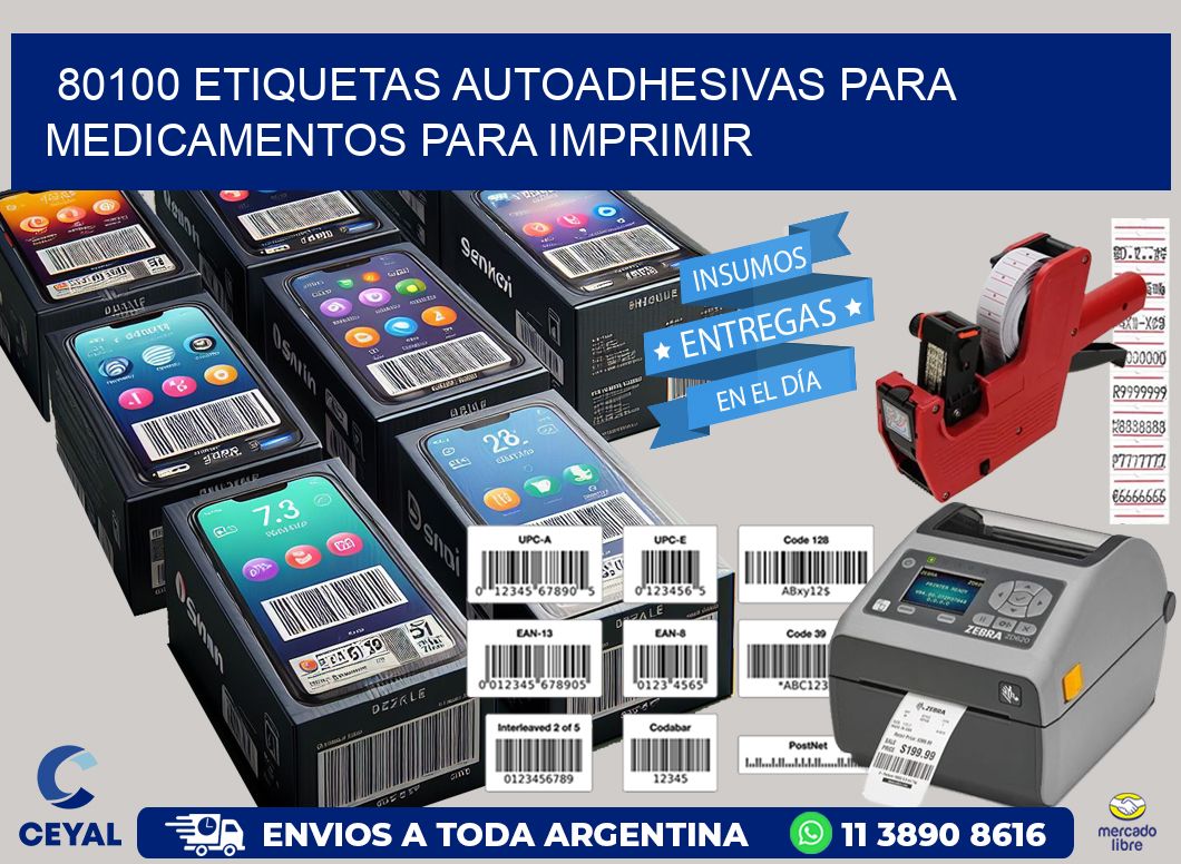 80100 Etiquetas autoadhesivas para medicamentos para imprimir