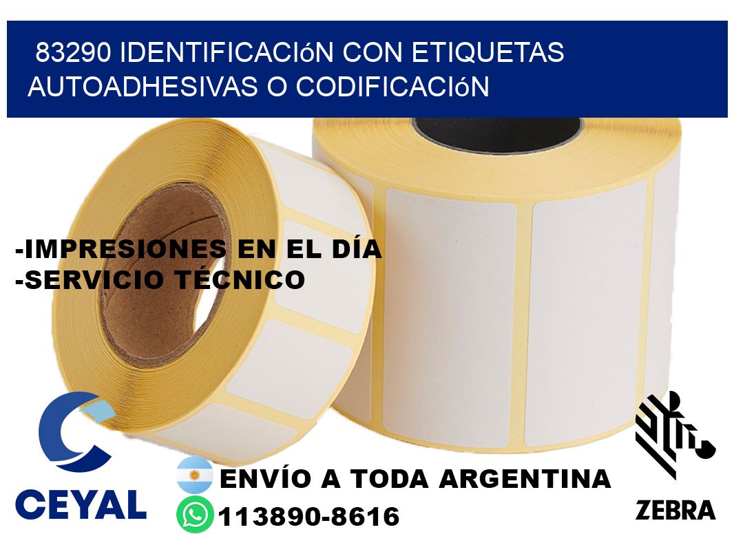 83290 identificación con etiquetas autoadhesivas o codificación