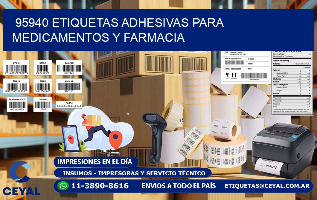 95940 Etiquetas adhesivas para medicamentos y farmacia