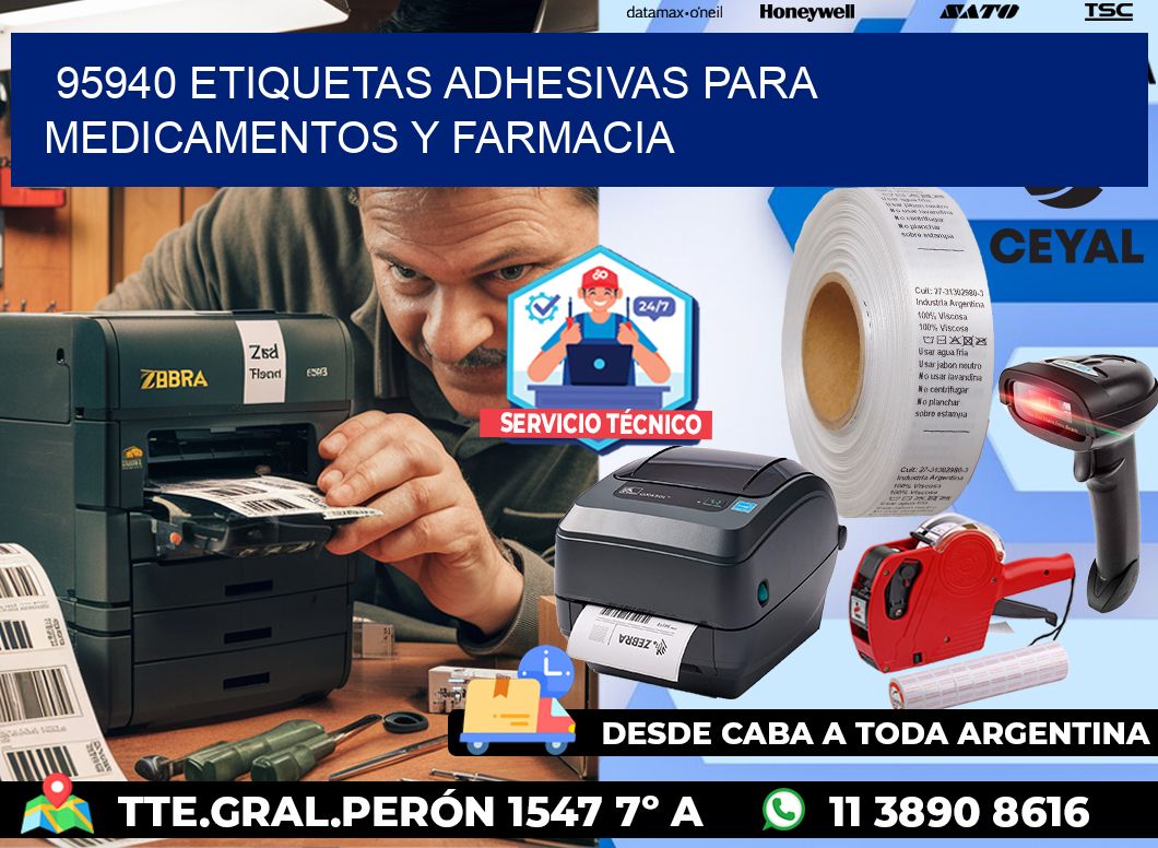 95940 Etiquetas adhesivas para medicamentos y farmacia