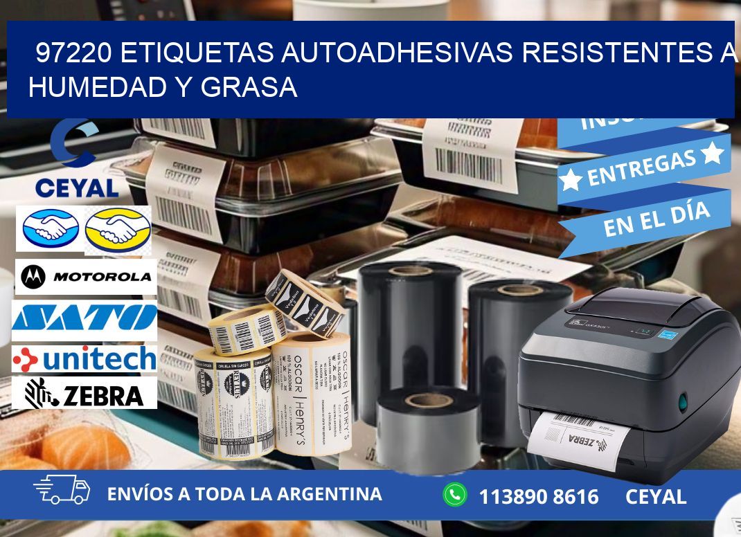 97220 etiquetas autoadhesivas resistentes a humedad y grasa