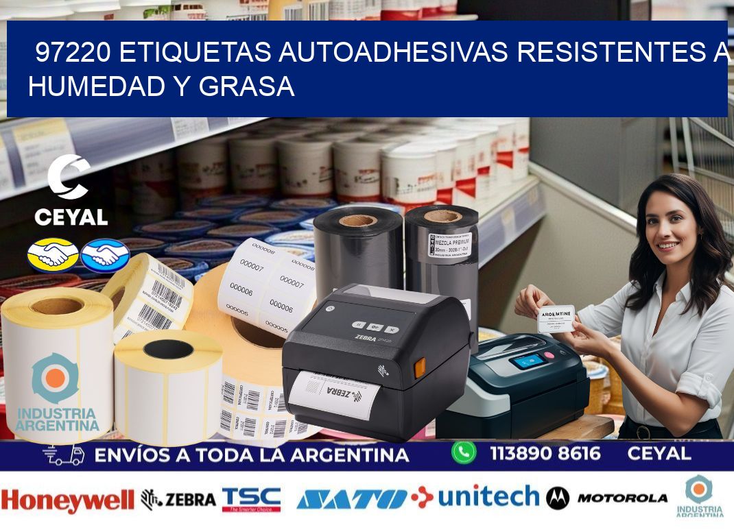 97220 etiquetas autoadhesivas resistentes a humedad y grasa
