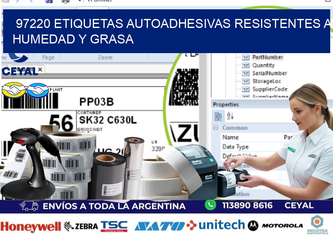 97220 etiquetas autoadhesivas resistentes a humedad y grasa