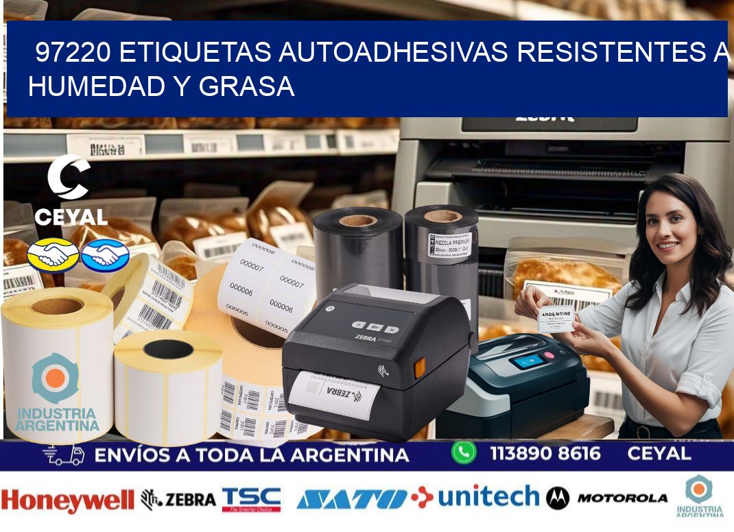 97220 etiquetas autoadhesivas resistentes a humedad y grasa
