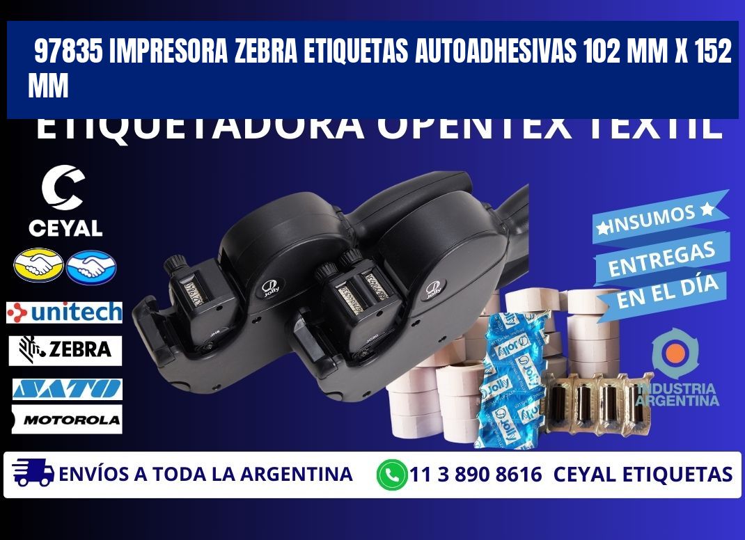 97835 impresora zebra etiquetas autoadhesivas 102 mm x 152 mm