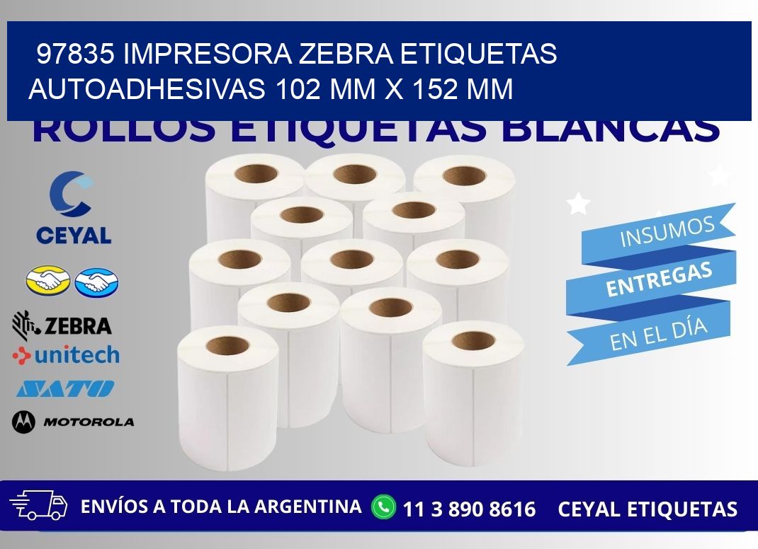 97835 impresora zebra etiquetas autoadhesivas 102 mm x 152 mm