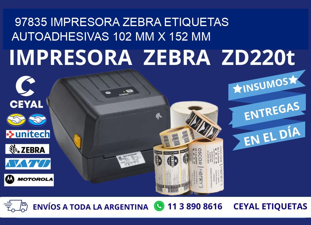 97835 impresora zebra etiquetas autoadhesivas 102 mm x 152 mm