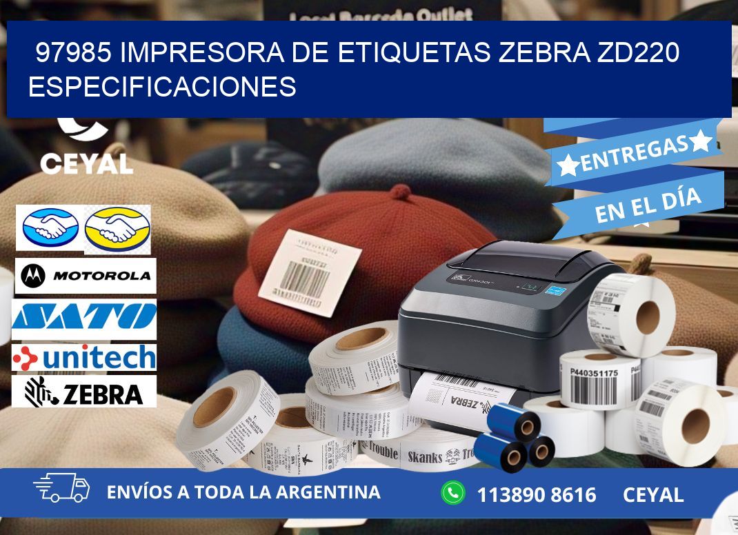 97985 impresora de etiquetas Zebra ZD220 especificaciones