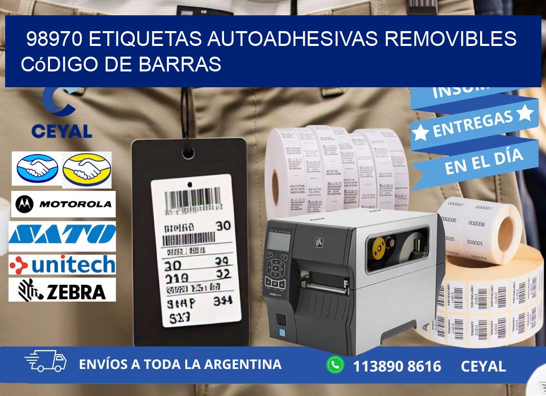 98970 etiquetas autoadhesivas removibles código de barras