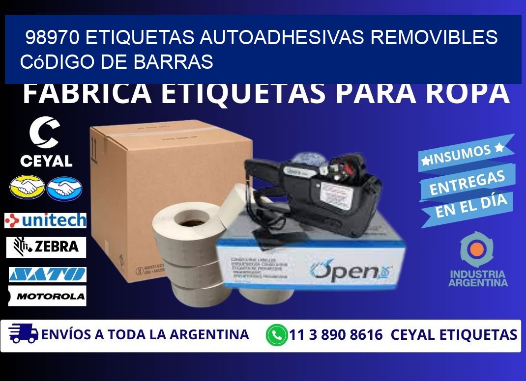 98970 etiquetas autoadhesivas removibles código de barras