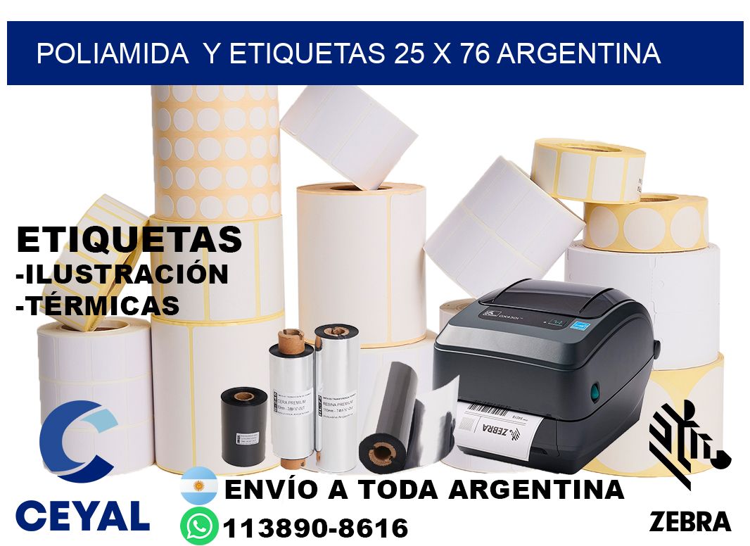 Poliamida  y etiquetas 25 x 76 argentina