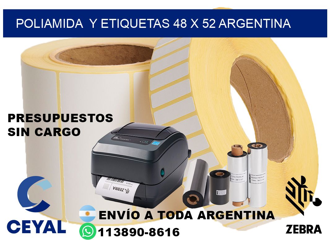 Poliamida  y etiquetas 48 x 52 argentina