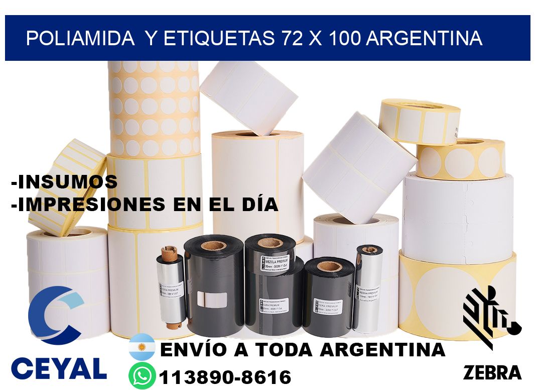 Poliamida  y etiquetas 72 x 100 argentina