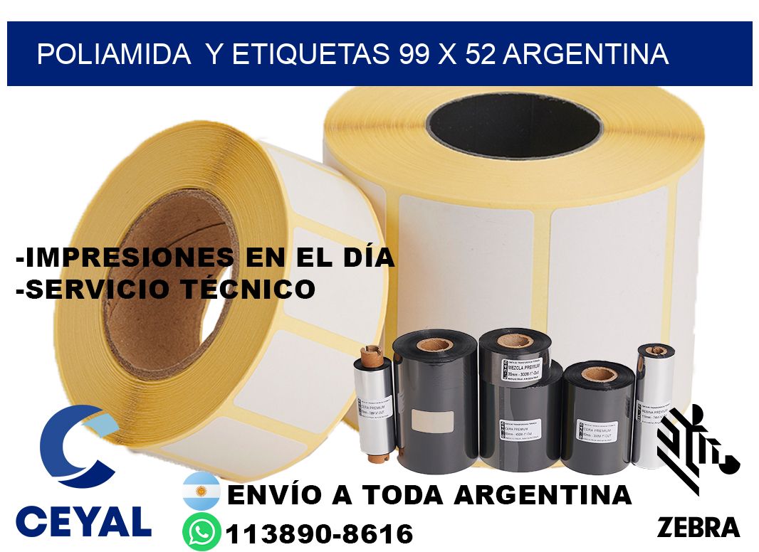 Poliamida  y etiquetas 99 x 52 argentina