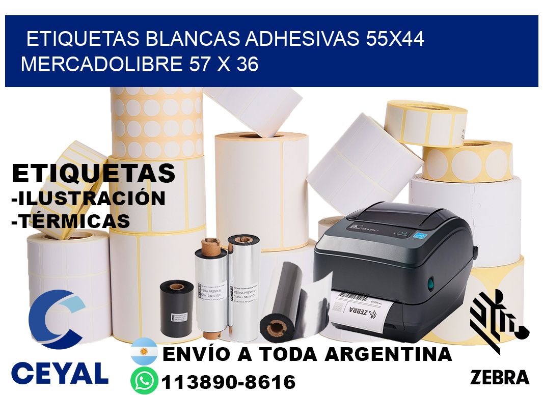 etiquetas blancas adhesivas 55x44 mercadolibre 57 x 36