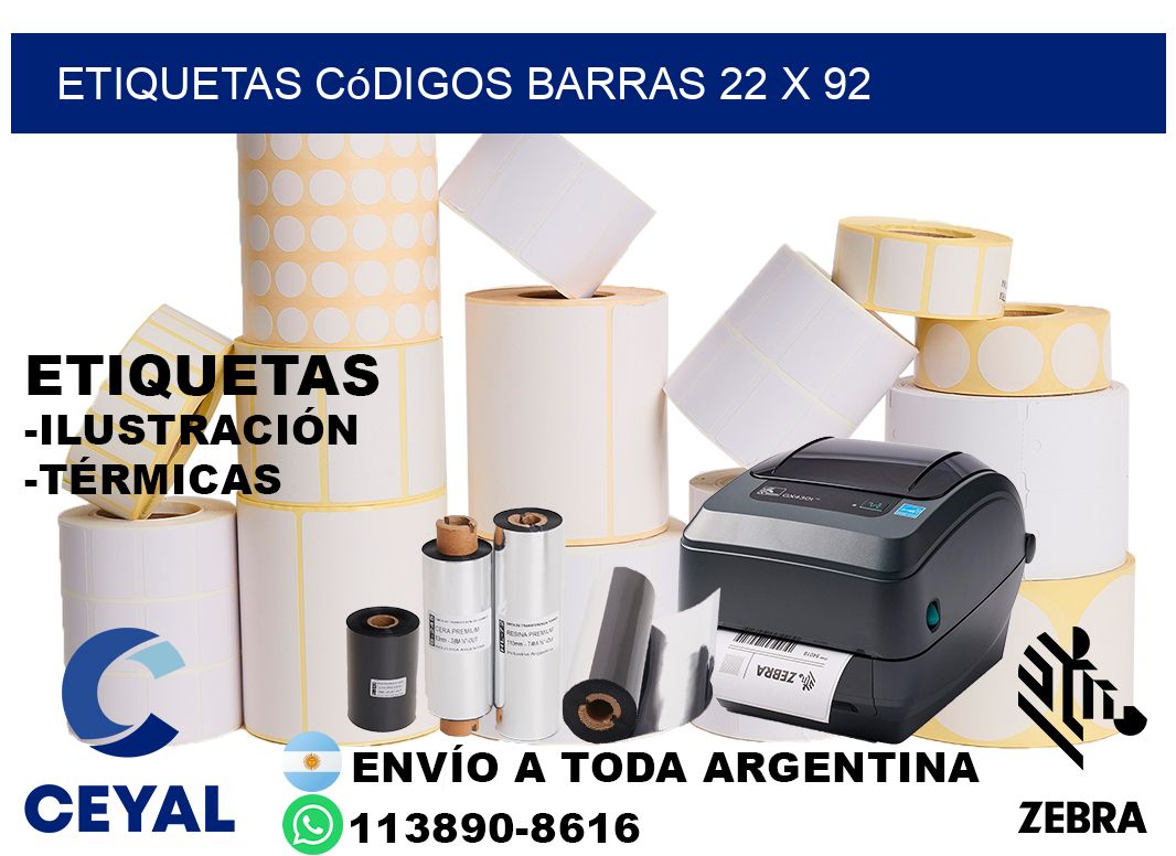 etiquetas códigos barras 22 x 92