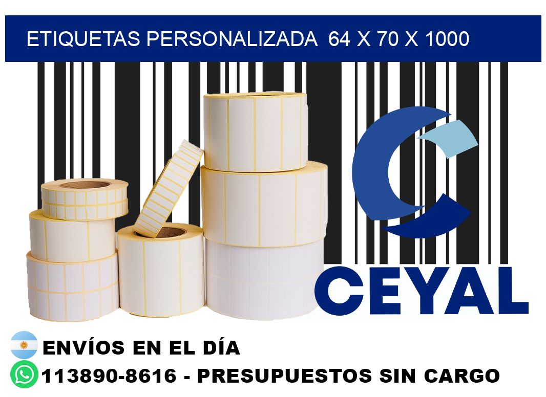 etiquetas personalizada  64 x 70 x 1000