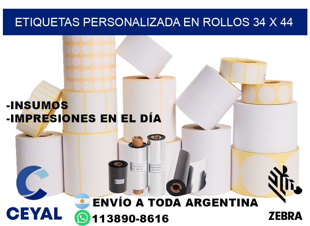 etiquetas personalizada en rollos 34 x 44