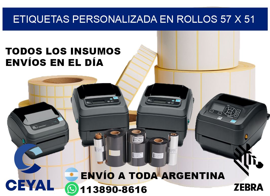 etiquetas personalizada en rollos 57 x 51