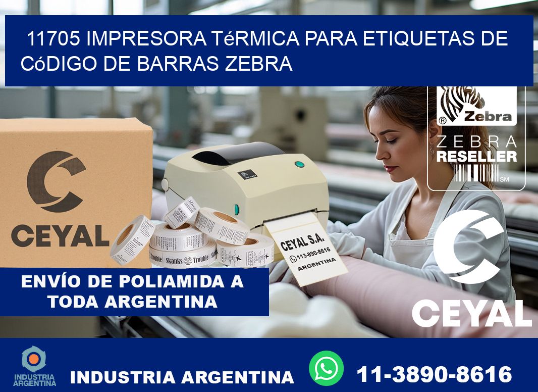11705 impresora térmica para etiquetas de código de barras Zebra