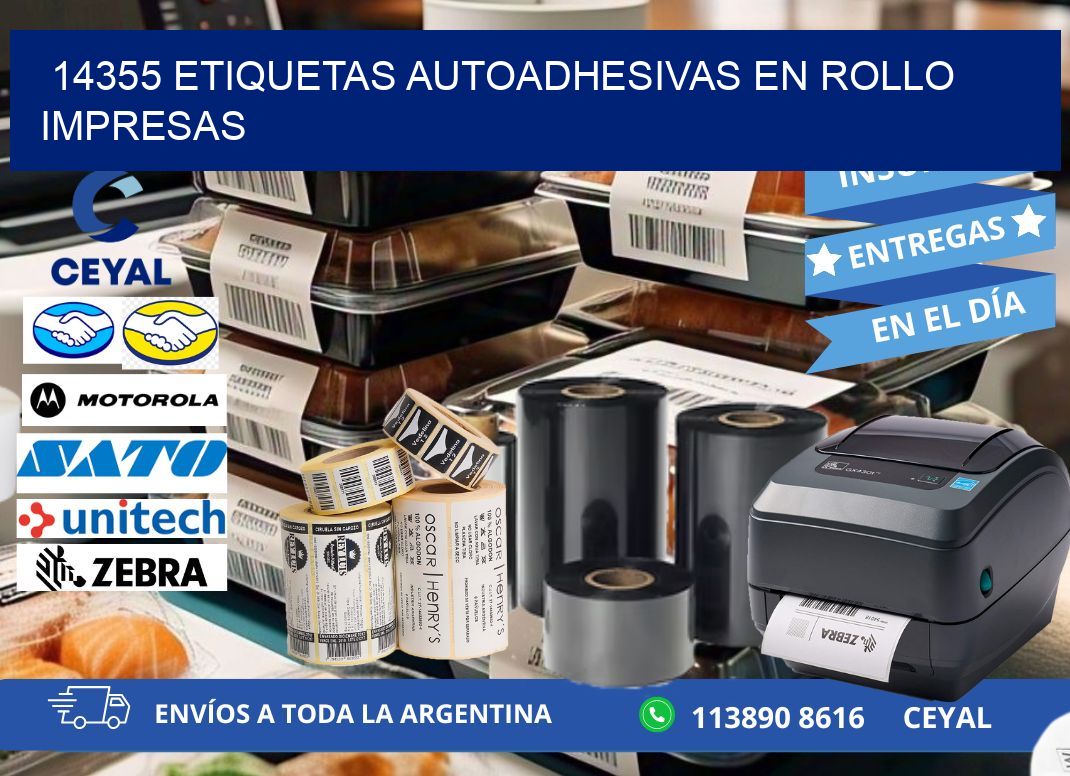 14355 Etiquetas autoadhesivas en rollo impresas
