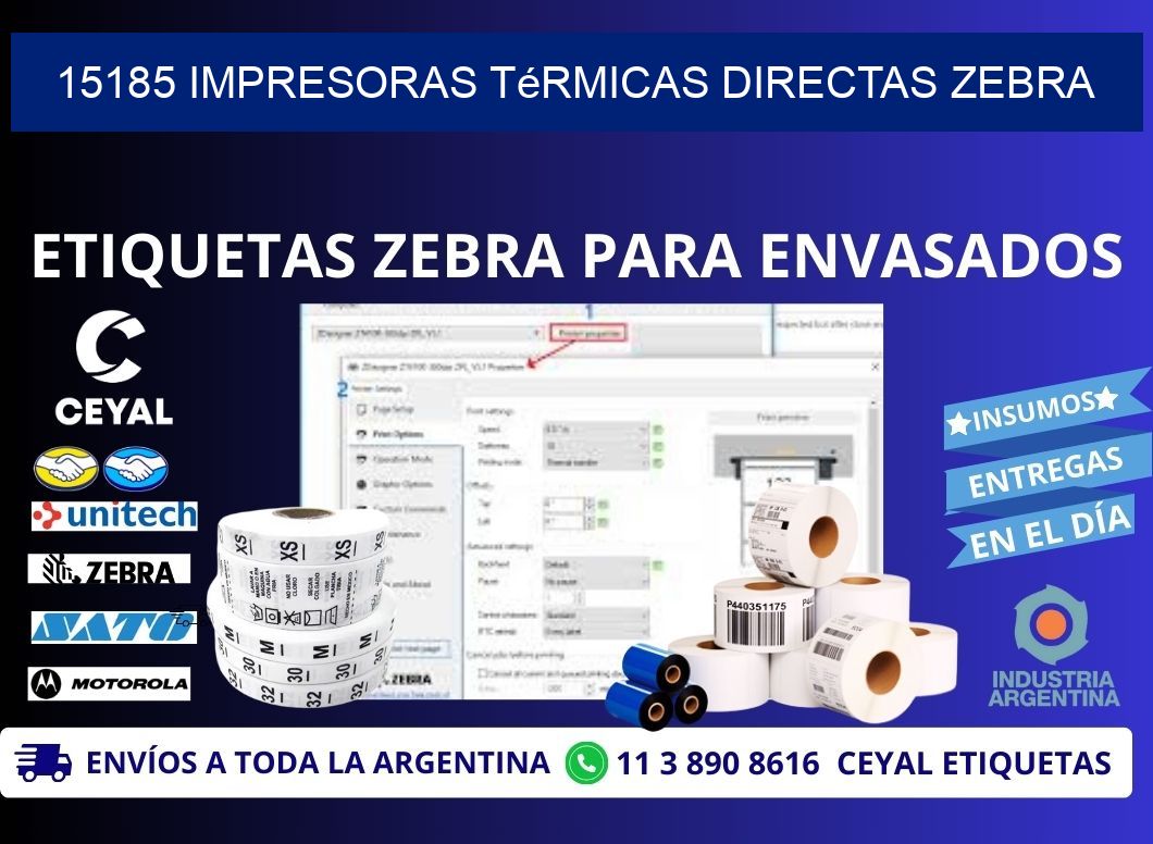 15185 impresoras térmicas directas zebra
