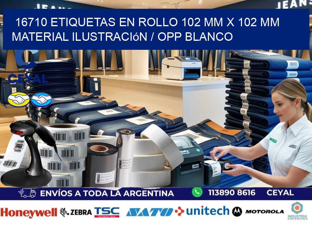 16710 Etiquetas en rollo 102 mm x 102 mm material Ilustración / OPP Blanco