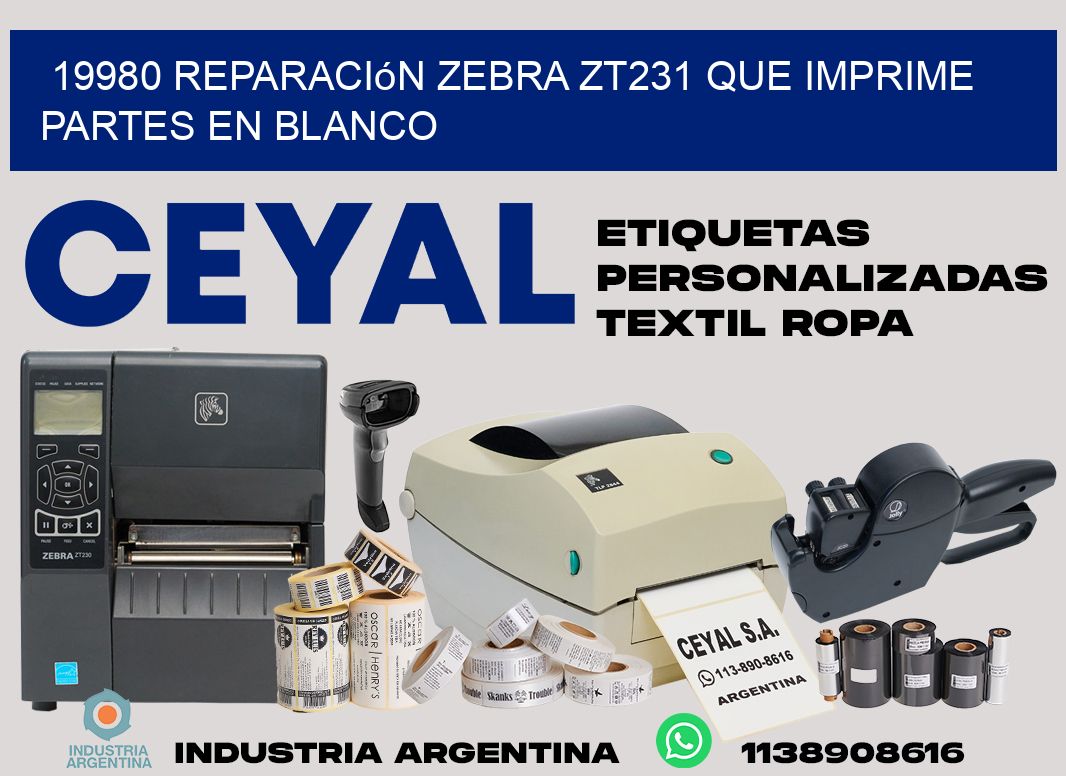 19980 reparación zebra zt231 que imprime partes en blanco