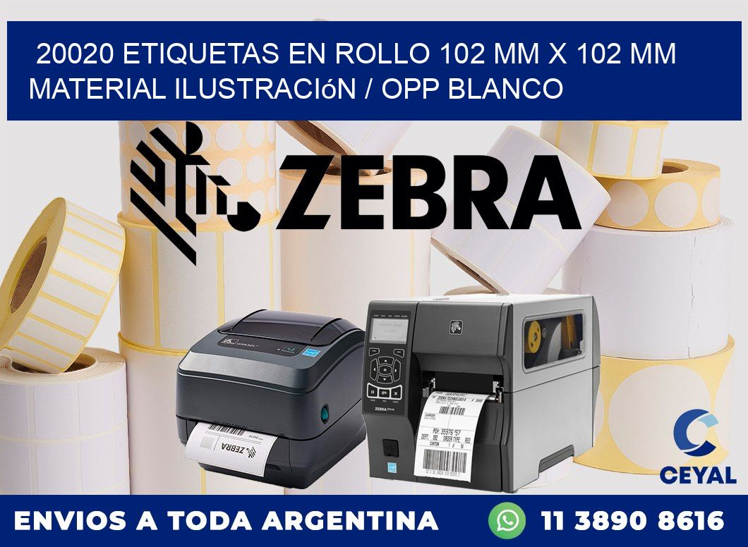 20020 Etiquetas en rollo 102 mm x 102 mm material Ilustración / OPP Blanco
