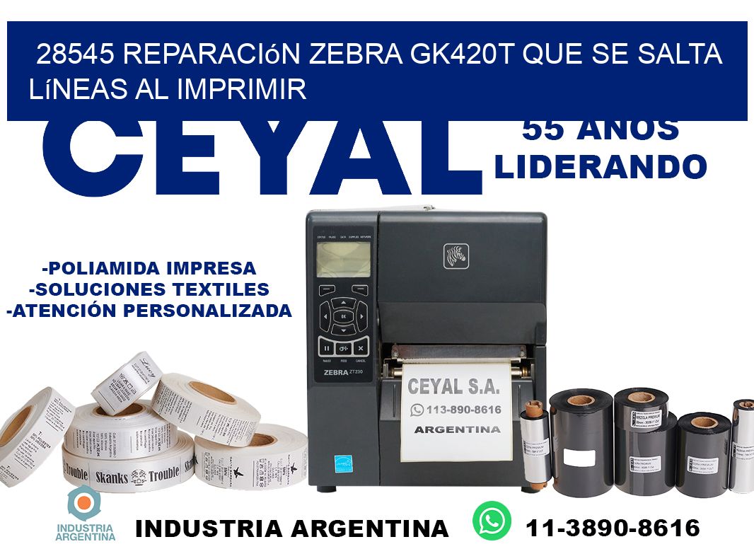 28545 reparación zebra gk420t que se salta líneas al imprimir