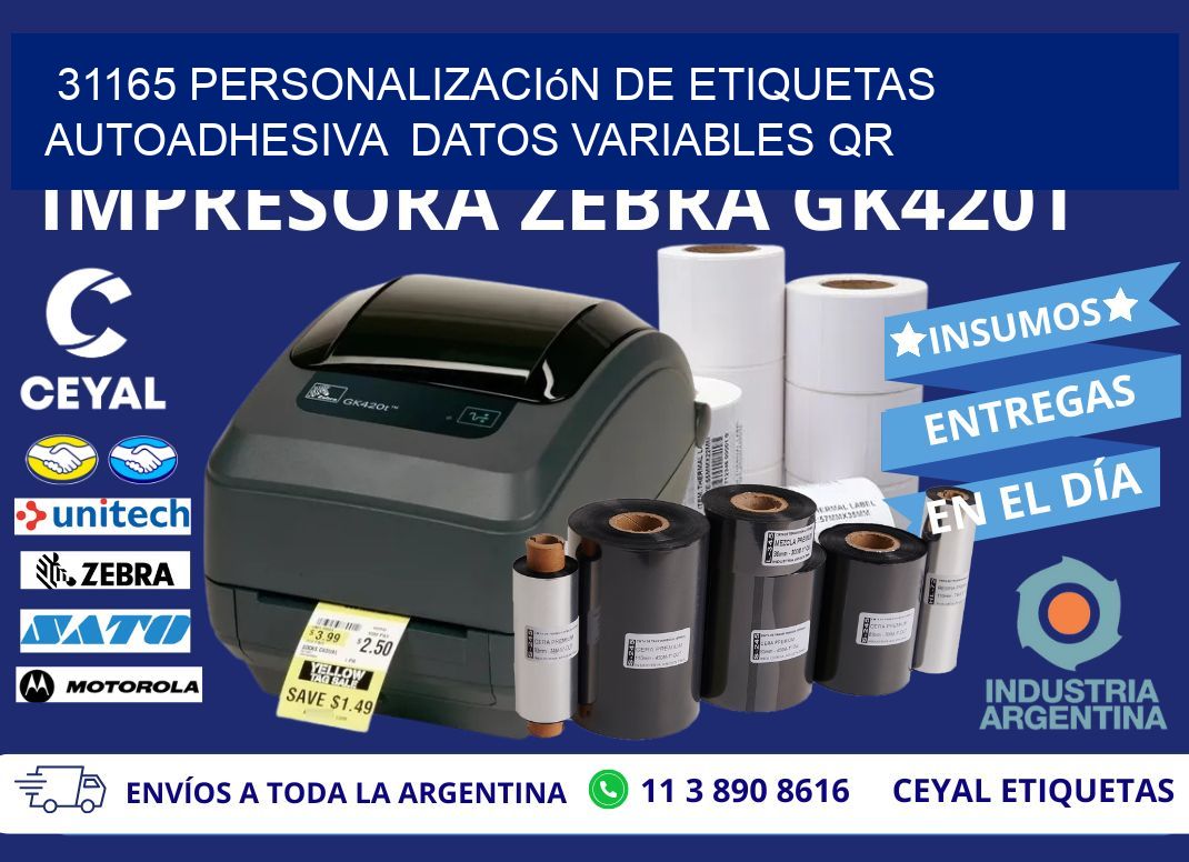 31165 Personalización de etiquetas autoadhesiva  datos variables QR